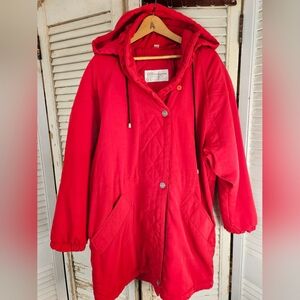 Vintage 90s Vibrant Red Hooded Ski Jacket M